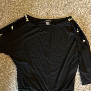 VENUS Black Blouse with Gold Details